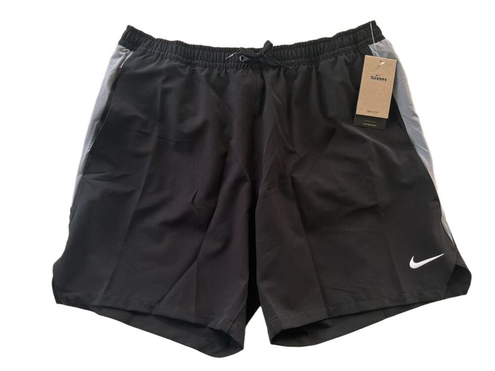 Nike Swim Dri-FIT Men's XL Volley Shorts Swim Trunks Black Gray NESSG482-001 NWT